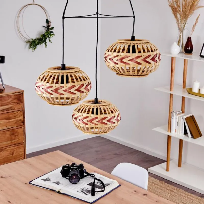 Style Boho-Chic-hofstein Suspension Jaurama Noir, 3 lumières
