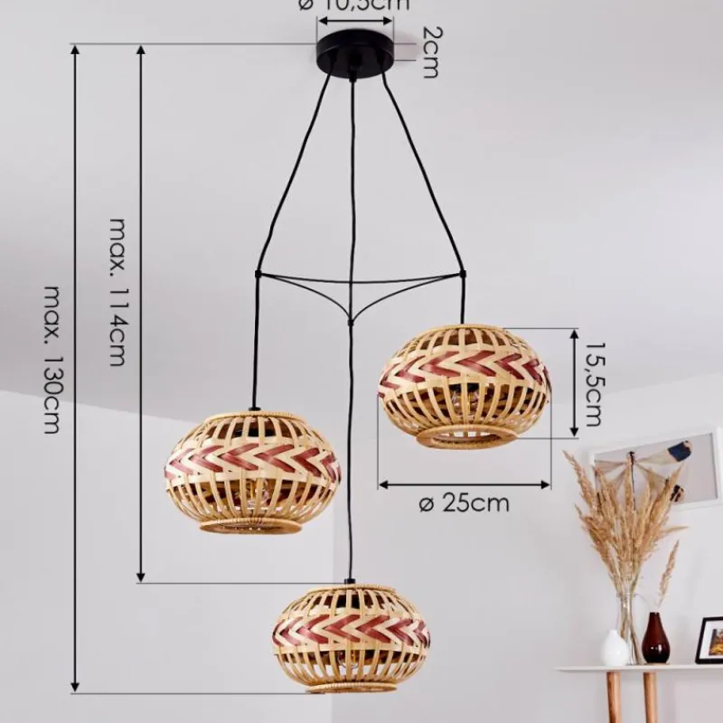 Style Boho-Chic-hofstein Suspension Jaurama Noir, 3 lumières