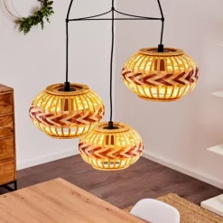 Style Boho-Chic-hofstein Suspension Jaurama Noir, 3 lumières