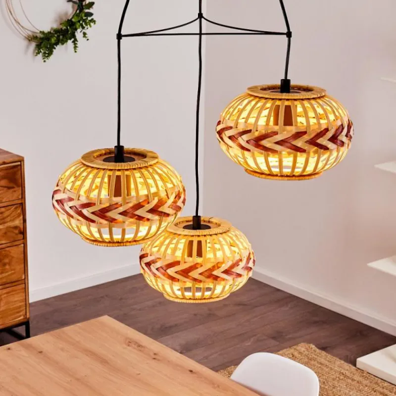 Style Boho-Chic-hofstein Suspension Jaurama Noir, 3 lumières