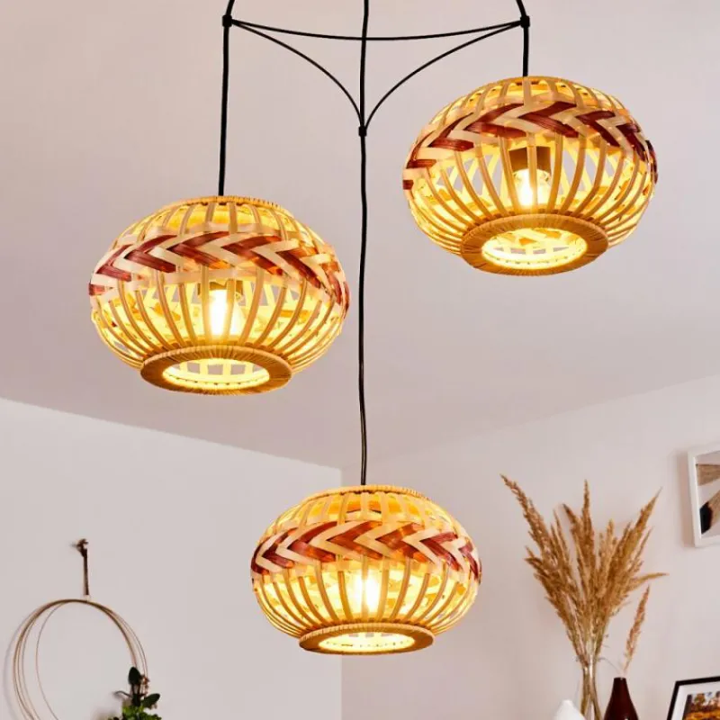 Style Boho-Chic-hofstein Suspension Jaurama Noir, 3 lumières