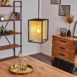 Lampes Dorées-hofstein Suspension Kabu Noir, 1 lumière