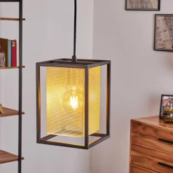 Lampes Dorées-hofstein Suspension Kabu Noir, 1 lumière