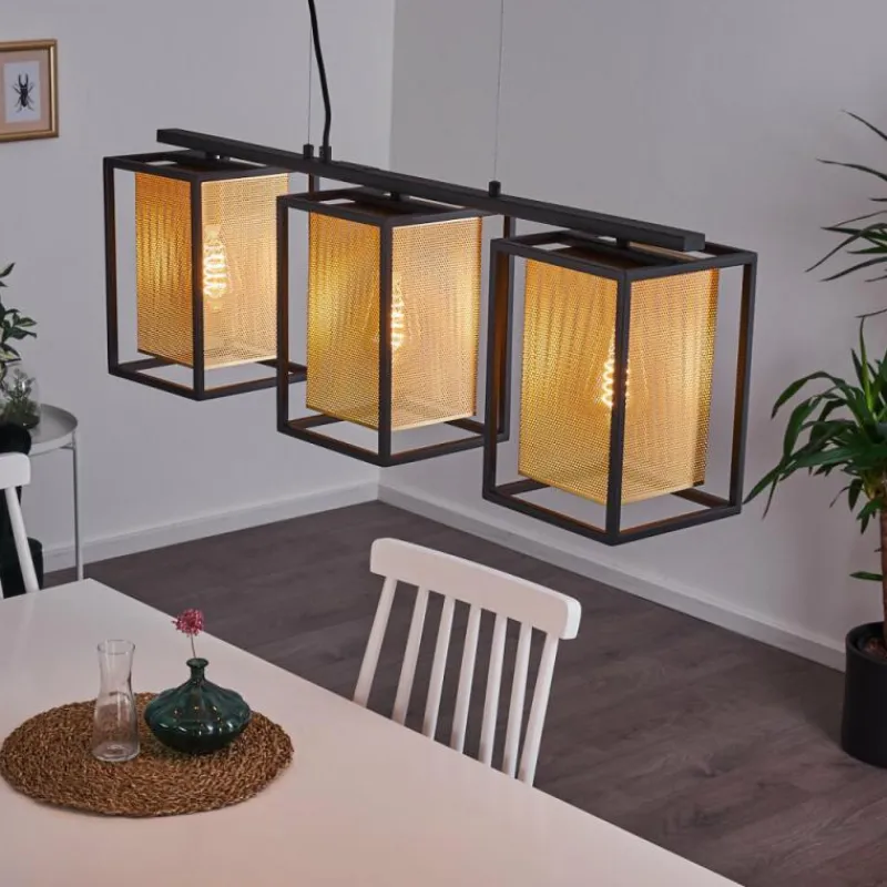 Lampes Dorées-hofstein Suspension Kabul Noir, 3 lumières