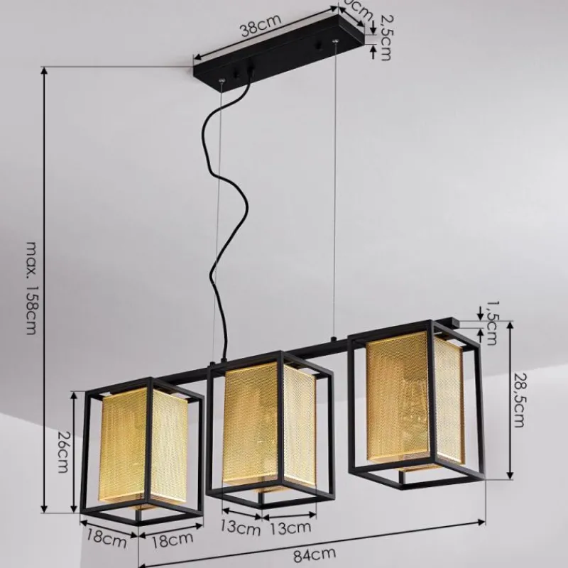 Lampes Dorées-hofstein Suspension Kabul Noir, 3 lumières
