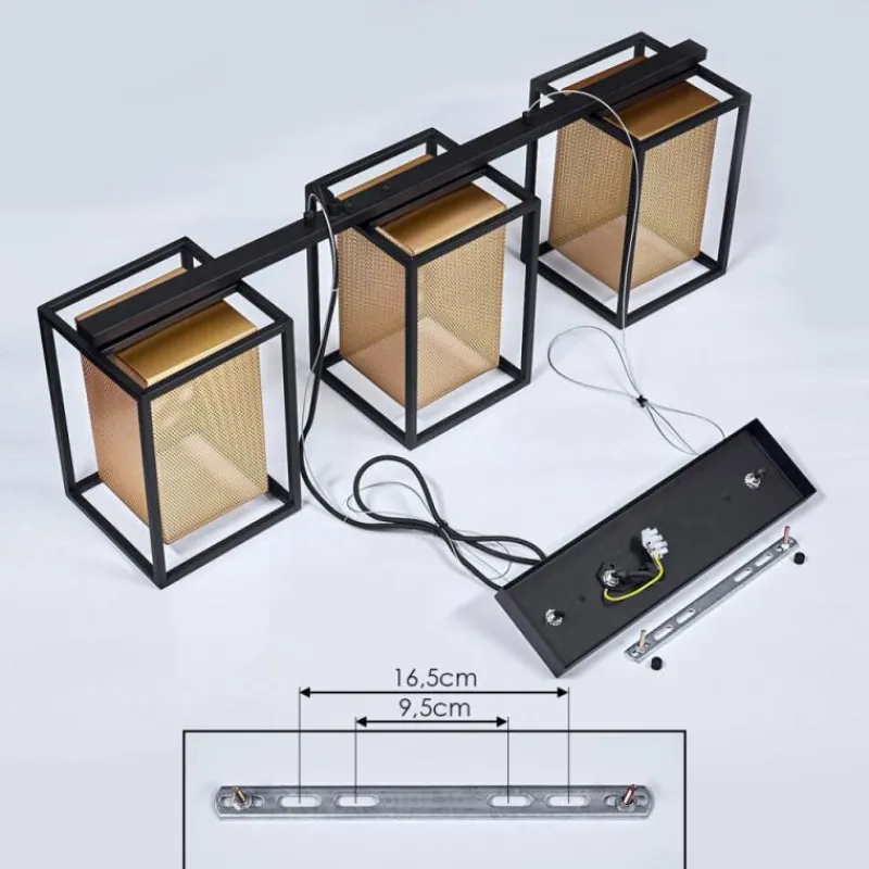 Lampes Dorées-hofstein Suspension Kabul Noir, 3 lumières
