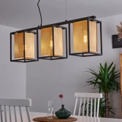 Lampes Dorées-hofstein Suspension Kabul Noir, 3 lumières