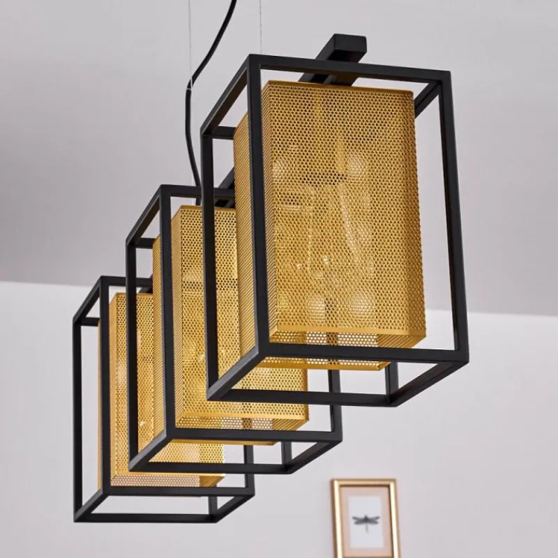 Lampes Dorées-hofstein Suspension Kabul Noir, 3 lumières