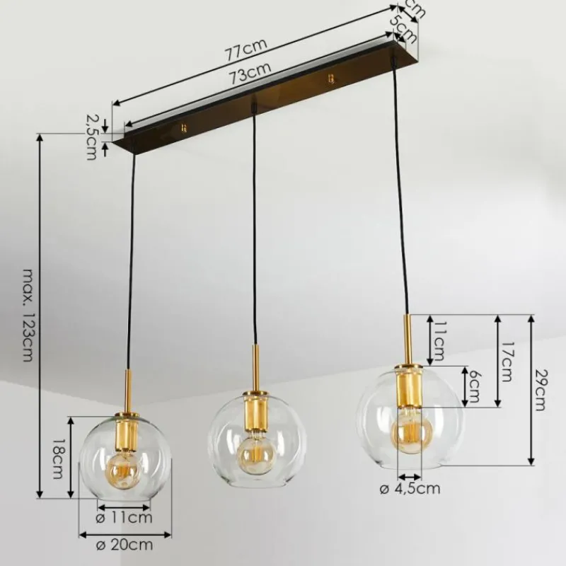 hofstein Suspension Karo Laiton, Noir, 3 lumières