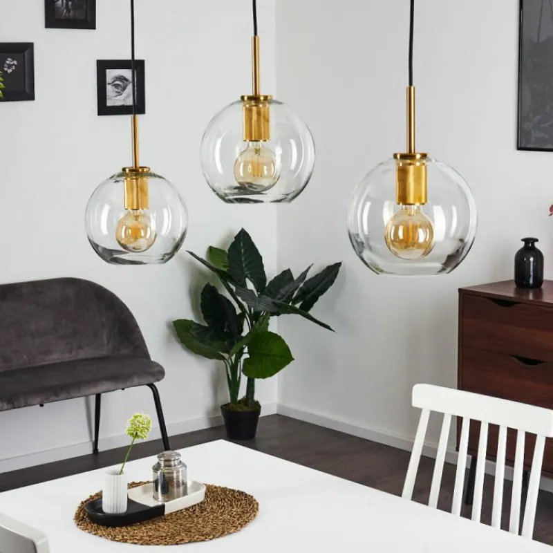 hofstein Suspension Karo Laiton, Noir, 3 lumières