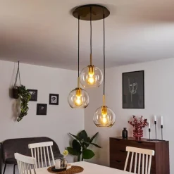 hofstein Suspension Karo Laiton, Noir, 3 lumières