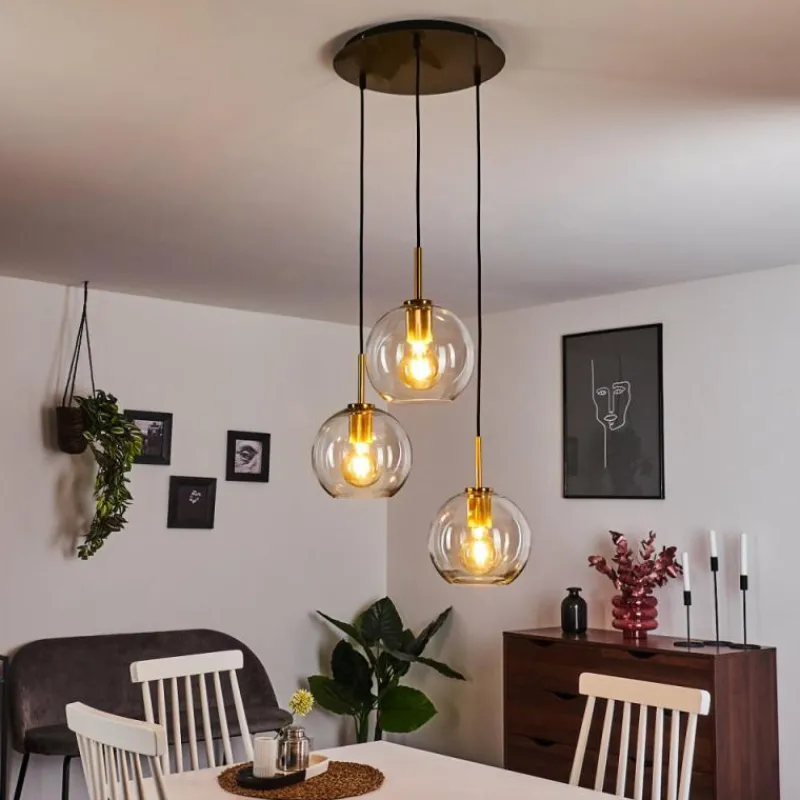 hofstein Suspension Karo Laiton, Noir, 3 lumières