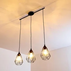 Lampes Vintages & Rétros-hofstein Suspension Kavvi Noir, 3 lumières