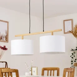 Lampes En Tissu-hofstein Suspension Kelapa Écru, 2 lumières