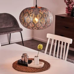 Luminaires Indiens-hofstein Suspension Kemer Noir, Argenté, 1 lumière