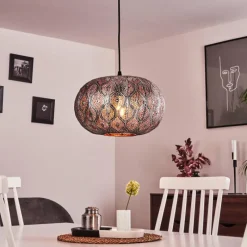 Luminaires Indiens-hofstein Suspension Kemer Noir, Argenté, 1 lumière