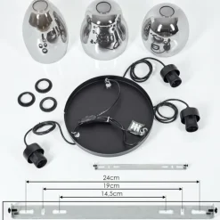 hofstein Suspension Kenong Fumé, Noir, 3 lumières