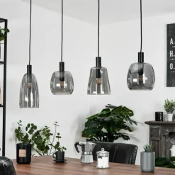Suspension Verre Fumé-hofstein Suspension Kenong Noir, 4 lumières