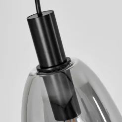 Suspension Verre Fumé-hofstein Suspension Kenong Noir, 4 lumières