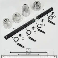 Suspension Verre Fumé-hofstein Suspension Kenong Noir, 4 lumières