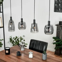 Suspension Verre Fumé-hofstein Suspension Kenong Noir, 4 lumières