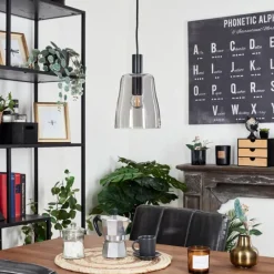 Suspension Verre Fumé-hofstein Suspension Kenong Noir, 1 lumière