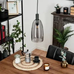 Suspension Verre Fumé-hofstein Suspension Kenong Noir, 1 lumière