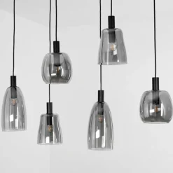 Suspension Verre Fumé-hofstein Suspension Kenong Noir, 6 lumières