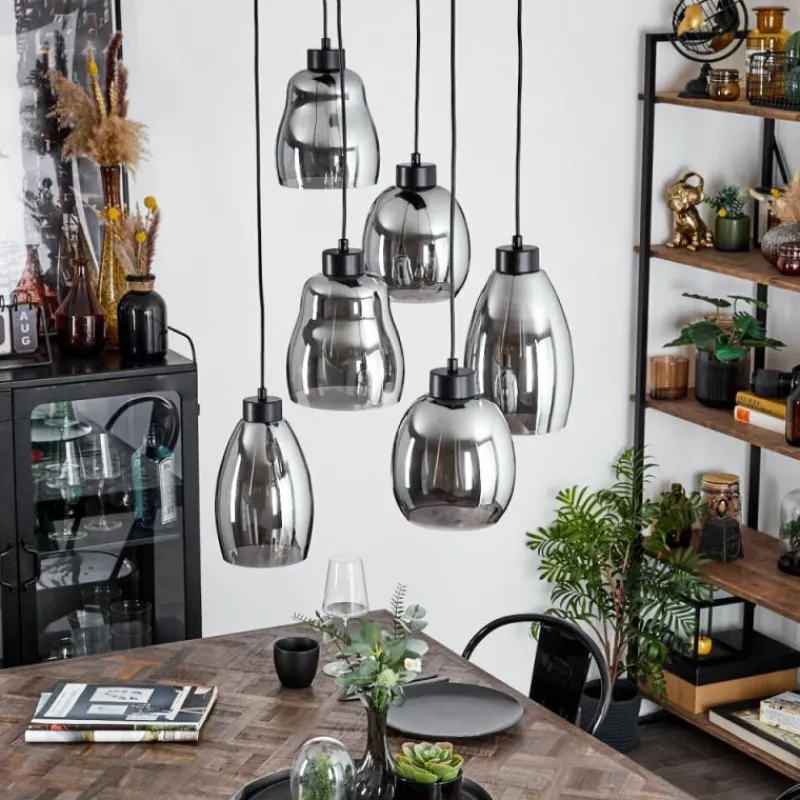 hofstein Suspension Kenong Noir, 6 lumières