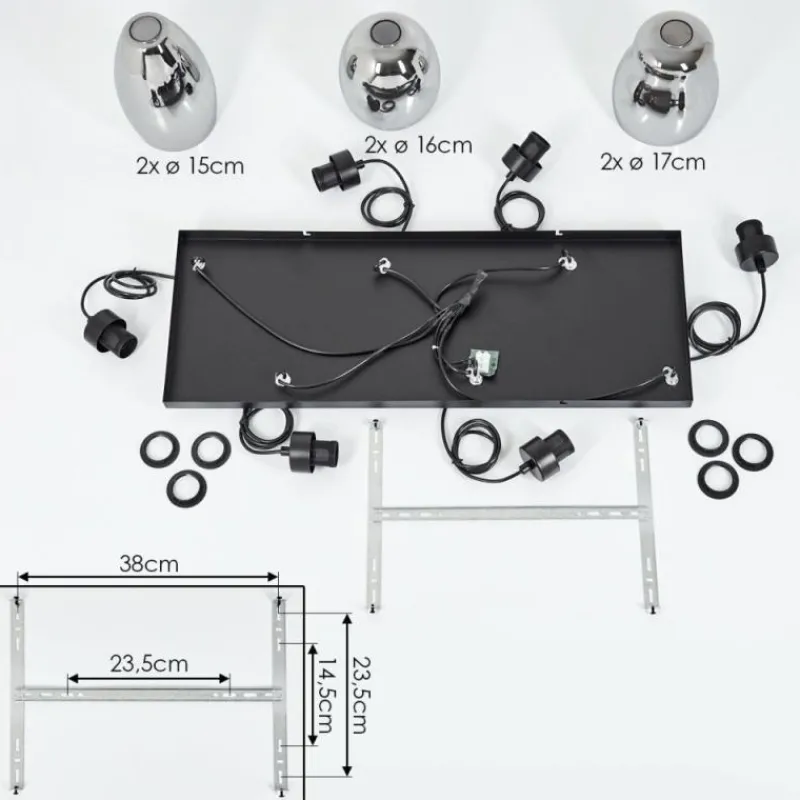 hofstein Suspension Kenong Noir, 6 lumières