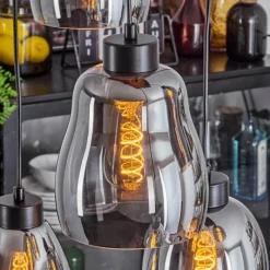 hofstein Suspension Kenong Noir, 6 lumières