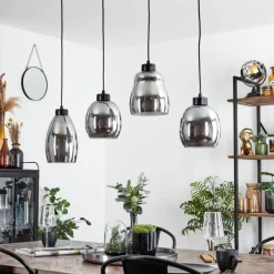 Suspension Verre Fumé-hofstein Suspension Kenong Noir, 4 lumières