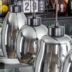 Suspension Verre Fumé-hofstein Suspension Kenong Noir, 4 lumières