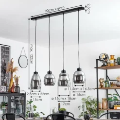 Suspension Verre Fumé-hofstein Suspension Kenong Noir, 4 lumières