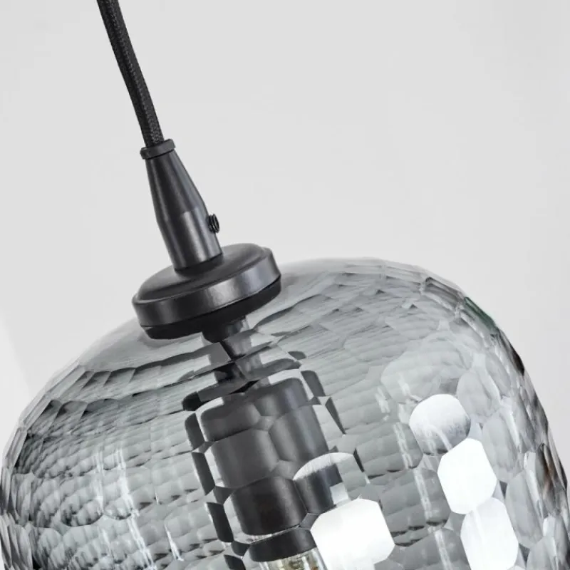 Suspension Verre Fumé-hofstein Suspension Kerang Noir, 7 lumières