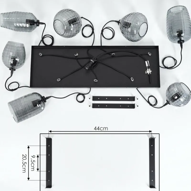 Suspension Verre Fumé-hofstein Suspension Kerang Noir, 7 lumières