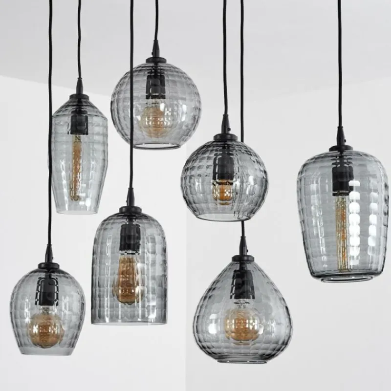 Suspension Verre Fumé-hofstein Suspension Kerang Noir, 7 lumières