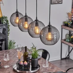 Suspension Verre Fumé-hofstein Suspension Kerang Noir, 4 lumières