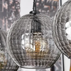 Suspension Verre Fumé-hofstein Suspension Kerang Noir, 4 lumières