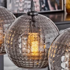 Suspension Verre Fumé-hofstein Suspension Kerang Noir, 4 lumières