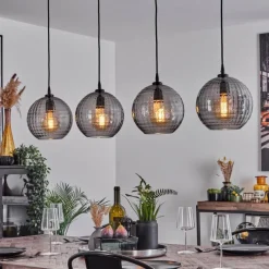 Suspension Verre Fumé-hofstein Suspension Kerang Noir, 4 lumières