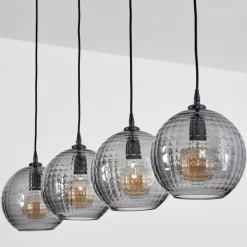 Suspension Verre Fumé-hofstein Suspension Kerang Noir, 4 lumières