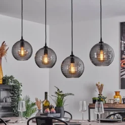 Suspension Verre Fumé-hofstein Suspension Kerang Noir, 4 lumières