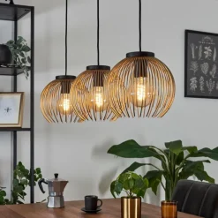 Lampes Dorées-hofstein Suspension Keryvaland Noir, 3 lumières