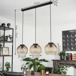 Lampes Dorées-hofstein Suspension Keryvaland Noir, 3 lumières