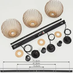 Lampes Dorées-hofstein Suspension Keryvaland Noir, 3 lumières