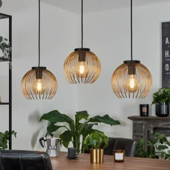 Lampes Dorées-hofstein Suspension Keryvaland Noir, 3 lumières