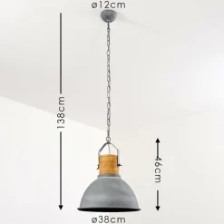 Lampes Industrielles-hofstein Suspension Kinzua Gris, Bois clair, Pierre, 1 lumière