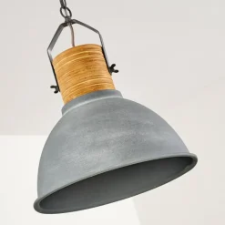 Lampes Industrielles-hofstein Suspension Kinzua Gris, Bois clair, Pierre, 1 lumière
