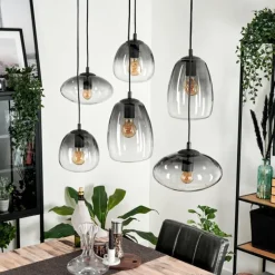 hofstein Suspension Kissaboui Noir, 6 lumières